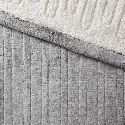 Full Gray Plush to Berber Electric Heated Blanket