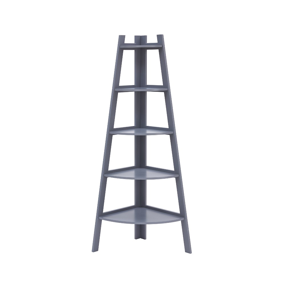 Photos - Garden & Outdoor Decoration 63" x 26.5" Five-Tier Pyramid Corner Ladder Shelf Gray - Danya B.: Mid-Cen