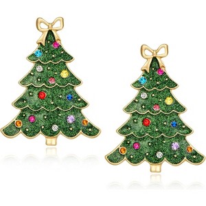Christmas Dangle & Stud Earrings Set with Tree, Floral and Candy Cane Designs. - 1 of 4