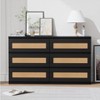 Rattan Dresser for Bedroom, Wood Storage Dresser with 6 Drawers, Modern Wide Dressers & Chest of Drawers with Anti-Tip Kit - 2 of 4