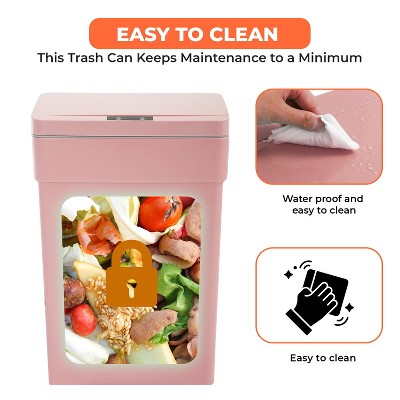 Pink 13 Gallon Touchless Plastic Trash Can with Motion Sensor
