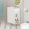FAMYYT 21.6 in. Single Sink Freestanding White Bath Vanity with White Ceramic Top, Soft-closing Hinge, Right-side Open Shelf - 2 of 4