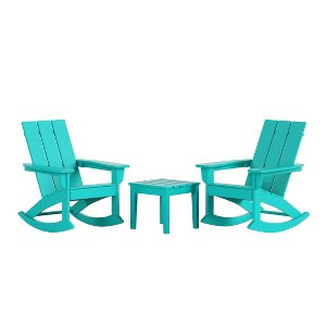 WestinTrends 3 Piece Set Outdoor Modern Rocking Chairs with Square Side Table - 1 of 4