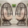 Patio Wicker Swivel Egg Chair With Water Resistant Cushion,Outdoor Egg Chair With Iron Frame,PE Rattan Woven Lounge Egg Chair-Coolbibila - 2 of 4