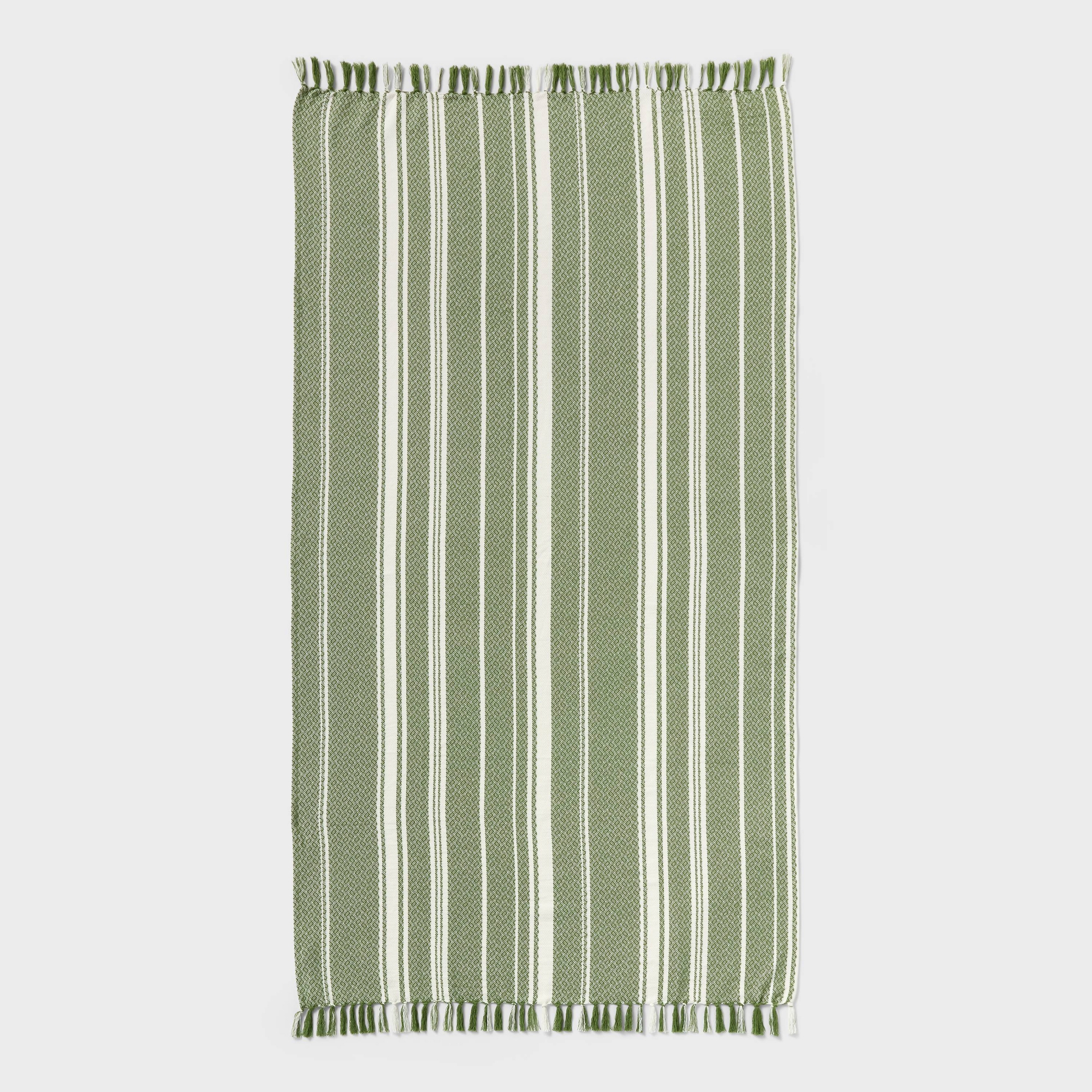 40"x72" Peshtemal Premium Lightweight Striped Oversized Beach Towel with Knotted Fringe Green - Threshold™