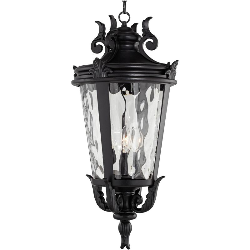 John Timberland Casa Marseille Rustic Outdoor Hanging Light Black Scroll 26 1/4" Clear Water Glass Damp Rated for Post Exterior Barn Deck House Porch, 5 of 7