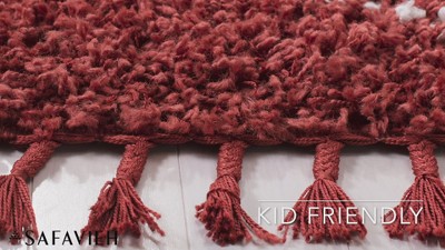 Pro Lux 5'1" Square Blue and Cream Shag Rug