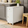 ATJafurn 58.9'' Folding Table No Assembly Required, Rectangular Wooden Extendable Dinning Table With Wheels And Storage - 2 of 4