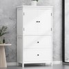 43.30"Bathroom Storage Cabinet, Cabinet with Two Doors and Drawers, Adjustable Shelf, Black - 2 of 4