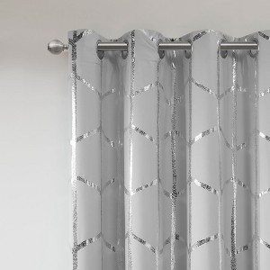 Gracie Mills Isabelle Metallic Geometric Total Blackout Grommet Top Curtain Panel - 1 of 4