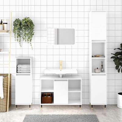 CLIHOME 31.5x13.0x23.6 in. Bathroom Sink Cabinet, Engineered Wood Storage Cabinet With Metal Legs