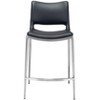 Zuo Modern Ace Counter Stool Set of 2, 37.2" H, Black Faux Leather, Brushed Stainless Steel Frame, Modern Design - 4 of 4