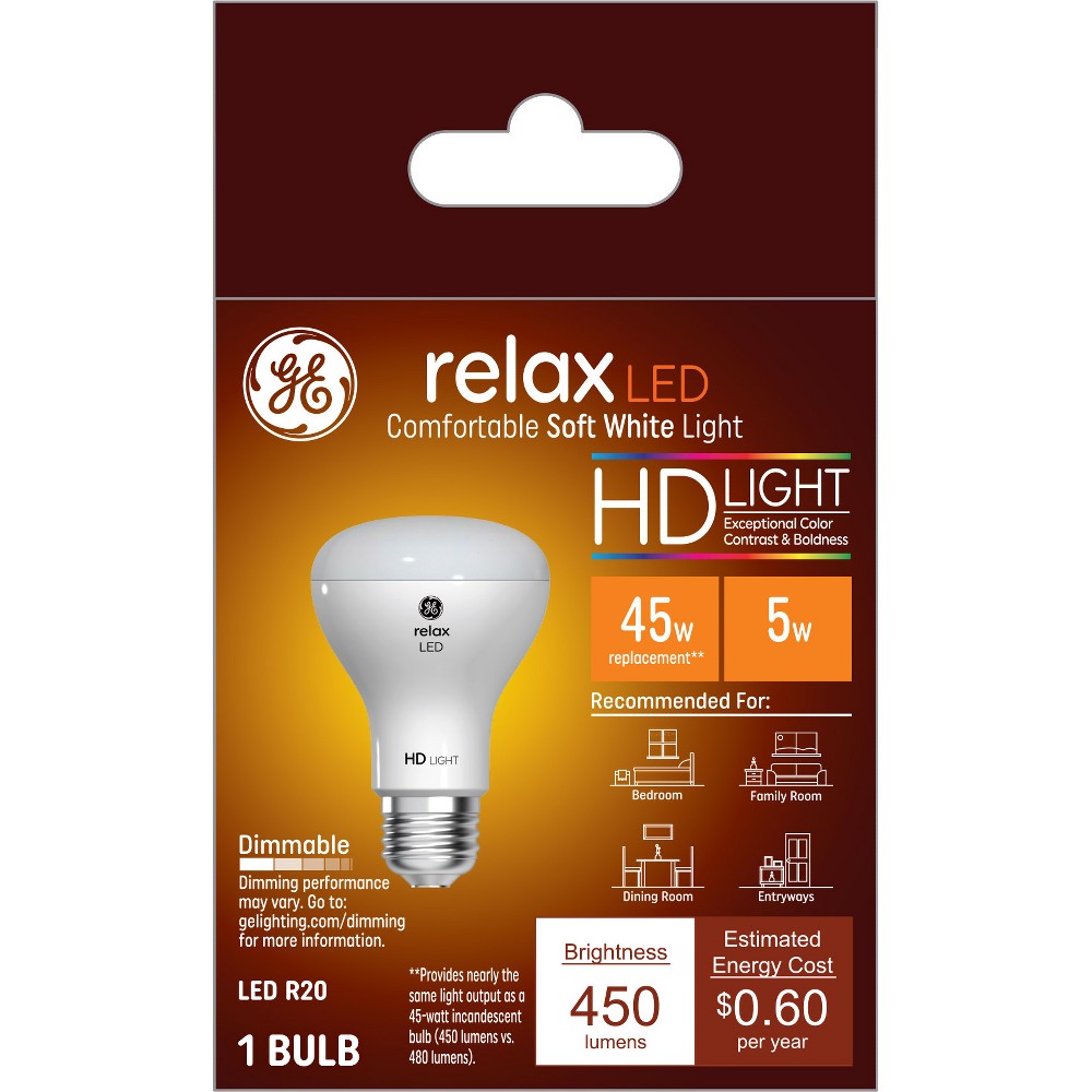 Photos - Light Bulb General Electric GE 45W Relax R20 LED  Soft White 