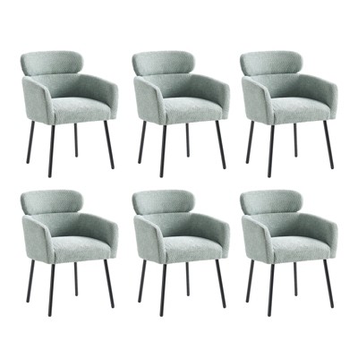 Curt Boucle Elevated Backrest Dining Chair with Metal Legs Set of 6 | Artful Living Design