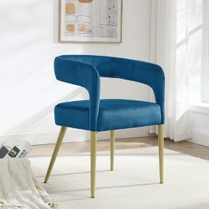 Elegant Hollow Backrest Velvet Chair – Perfect for Small Spaces, Comfortable and Easy to Assemble - 1 of 4