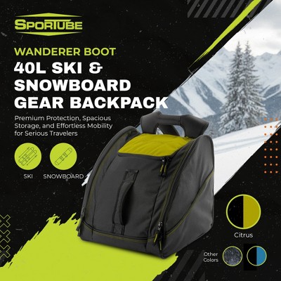 Sportube Wanderer Boot Bag, 50L Ski & Snowboard Gear Backpack for Travel, Citrus — фото 2