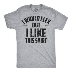 Mens I Would Flex But I Like This Shirt Funny Adult Working Out Gym Tee For Guys - Crazy Dog Men's T Shirt - 1 of 4