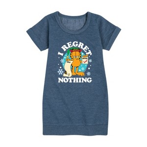 - Garfield - I Regret Nothing Graphic Short Sleeve Fleece Dress - 1 of 4