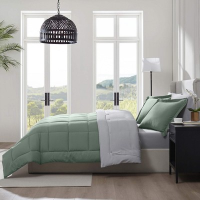 California King Sage Green Microfiber Reversible Bed in a Bag Set