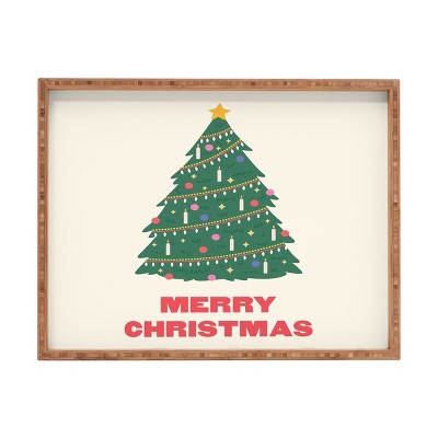 April Lane Art Merry Christmas Tree Rectangular Tray -Deny Designs