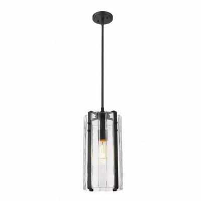 Alverton Matte Black Handcrafted Glass 1-Light Indoor/Outdoor Pendant