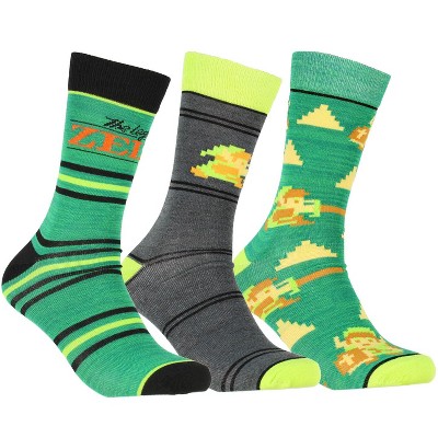 The Legend Of Zelda 3 Pack Multi-design Adult Crew Socks Multicoloured ...