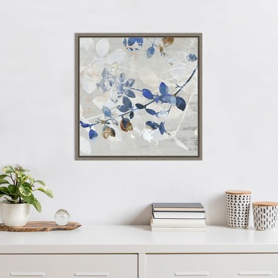 Golden Blue Abstract Canvas Wall Art Print, 22 x 22 inches