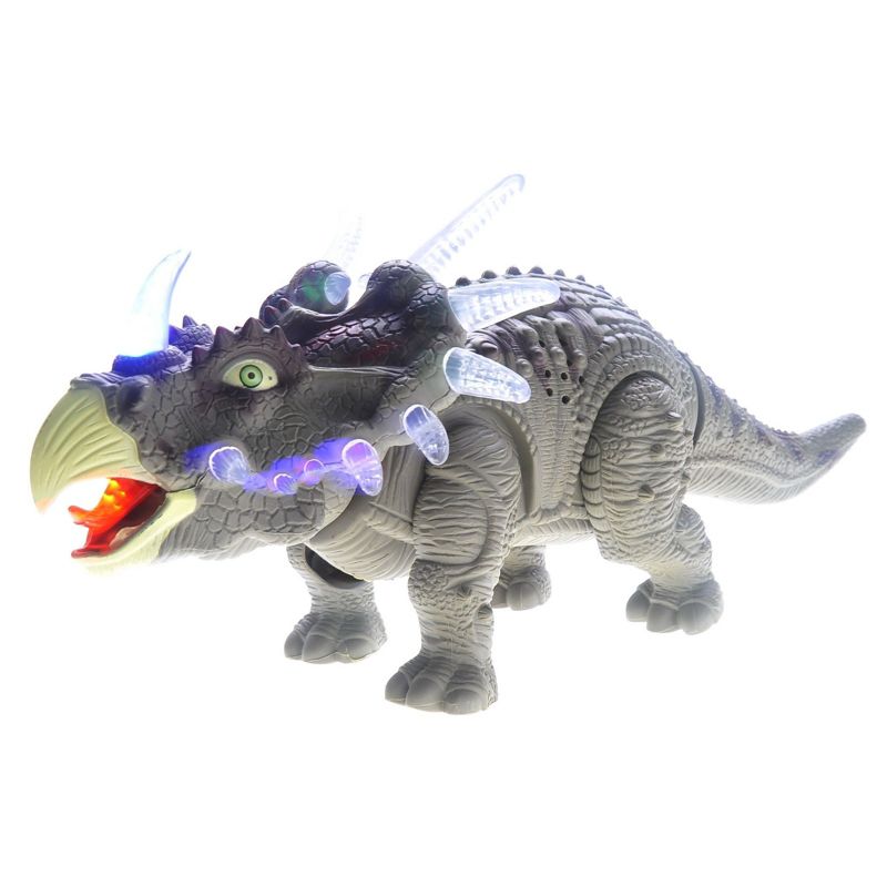 Insten Triceratops Walking Dinosaur Toy, Jurassic Dino With Lights And Sounds, Green, 1 of 6