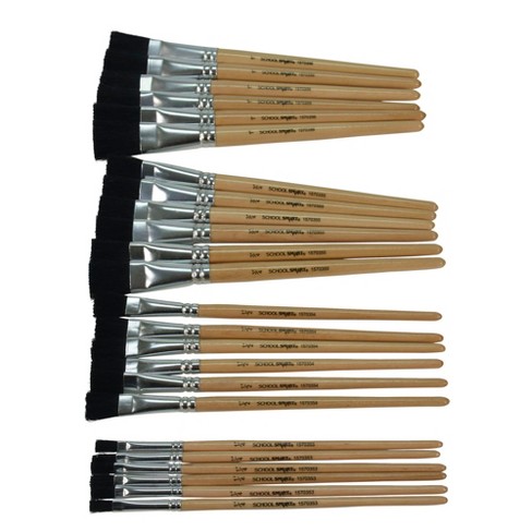 School Smart Black Bristle Paint Brushes, Short Handles, Set Of 24 : Target