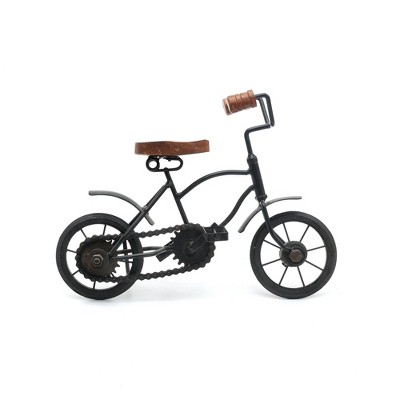TopComfy Decorative Object Metal Bicycle Pedestal for Industrial Home Office Decor, Black, 10.5"*4.5"*7"