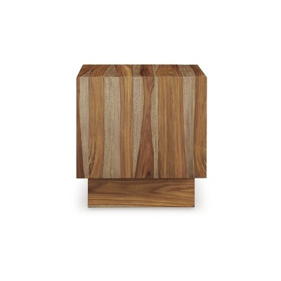 Sheesham Wood Square End Table with Open Shelves, Brown