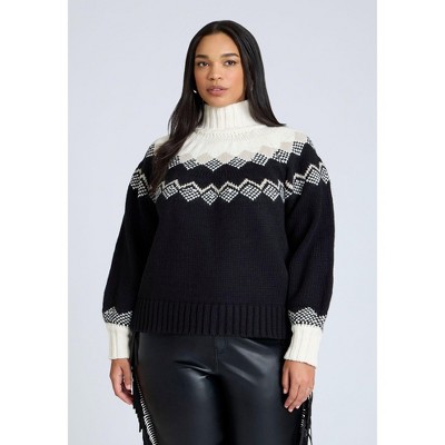 ELOQUII Women's Plus Size Nordic Mockneck Sweater