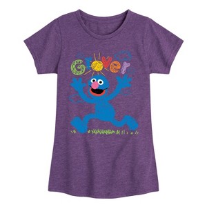 Girls' - Sesame Street - Grover Fitted Short Sleeve Graphic T-Shirt - 1 of 4