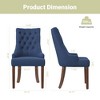 Set of 2 Wingback Upholstered Dining Chairs with Tufted Back and Wood Legs, Fabric Side Chairs for Kitchen or Living Room - 3 of 4