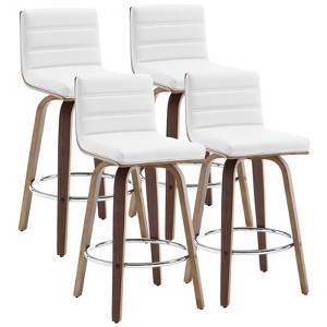 Bekrvio 26" Counter Height Bar Stools - PU Leather Swivel, L Shape Back, Upholstered, Mid-Century Modern Chairs for Kitchen Counter Island - 1 of 4
