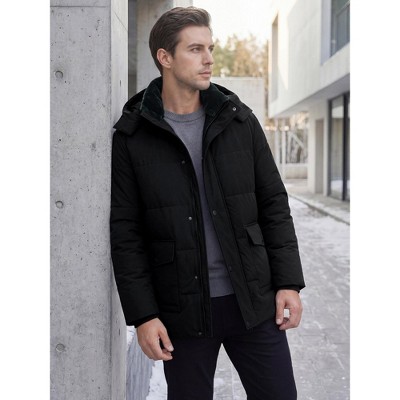 Мужские куртки INSPIRE CHIC Men's Winter Long Sleeve Zip Outerwear Hooded Winter Jacket Coat Medium Black — фото 4