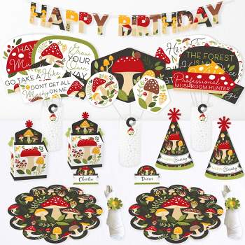 Big Dot of Happiness Wild Mushrooms - Red Toadstool Happy Birthday Party Supplies Kit - Ready to Party Pack - 8 Guests