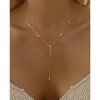 14K Gold Plated Lariat Necklace – Dainty CZ Bar Pendant, Boho Fashion Jewelry for Women - 2 of 4