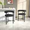 Height Bar Stools Set Of 2,Boasting Curved Wishbone Frame Streamlined Silhouette Armrest Counter Stool with Three Legs-Cuddlewood - 3 of 4