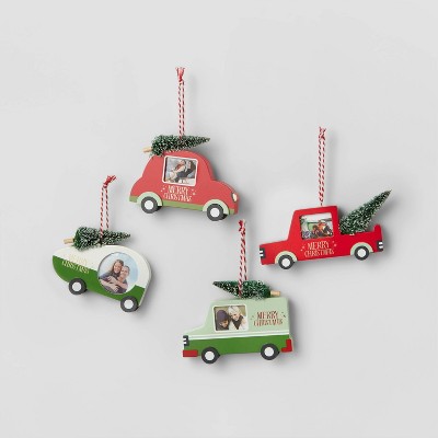 4pk Wood Vehicle Christmas Tree Ornament Set - Wondershop™