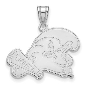 Black Bow Jewelry 14k White Gold Tulane Green Wave NCAA Large Pendant - 1 of 3