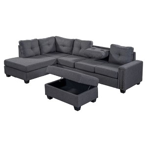 NicBex Reversible Sectional Sofa,L-Shaped Couch with Storage Ottoman for Living Room,Apartment,Large Space,Gray - 1 of 4