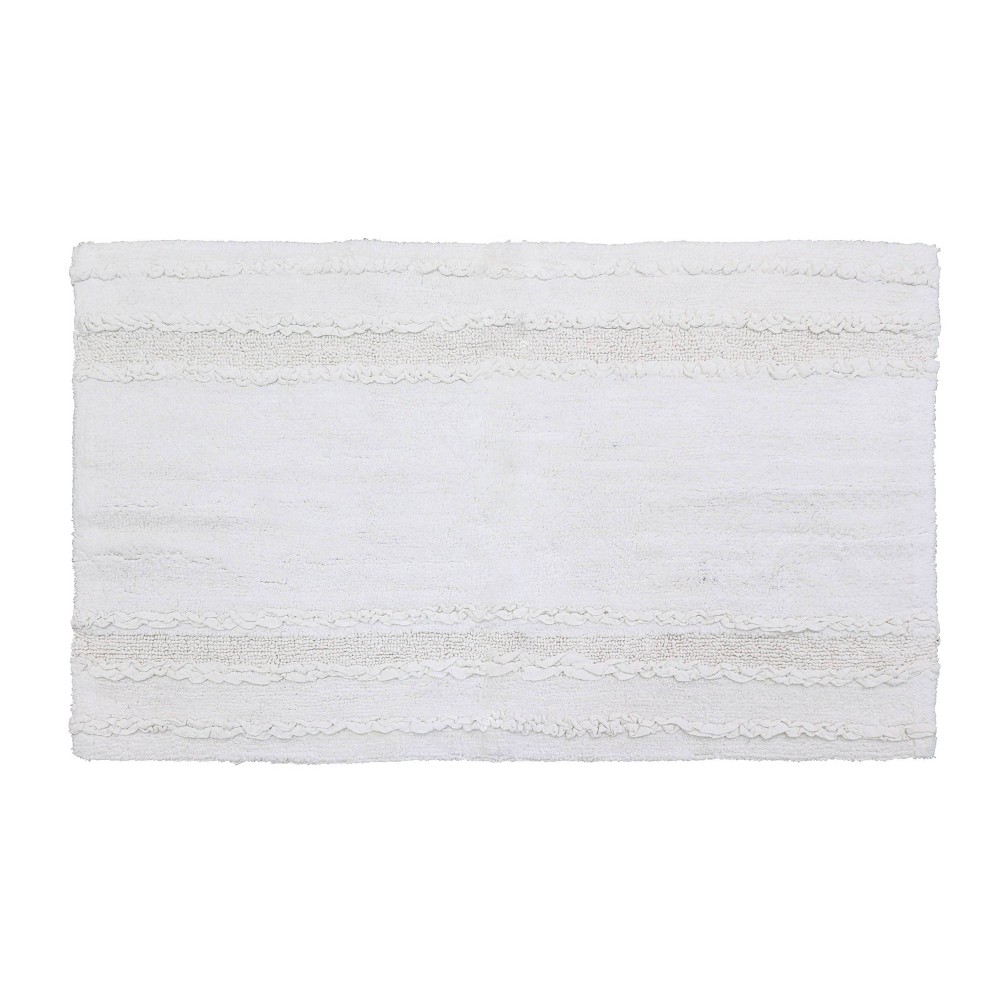  Ruffle Border Collection 100% Cotton Bath Rug White