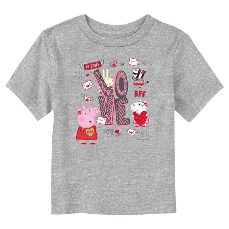 Toddler's Peppa Pig Friends Love Letters T-Shirt, 1 of 4