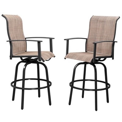 Karl Home | Black Metal Frame Swivel Outdoor Bar Stool Set of Two