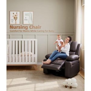 TOPOW Oversized Recliner Chair, 360° Swivel Rocker Recliners with Heat & Massage, Soft High-Density Sponge Recliner with Cup Holder & Side Pocket - 1 of 4
