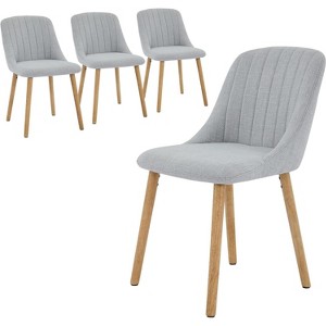 COZONY Dining Chair Set of 4/6, Upholstered Linen or PU Leather Dining Chairs with Wood Legs & Wing Backrest, for Dining Room or Living Room - 1 of 4