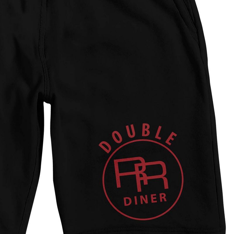 Twin Peaks (1990) Double RR Diner Logo Men's Black Lounge Shorts, 2 of 4