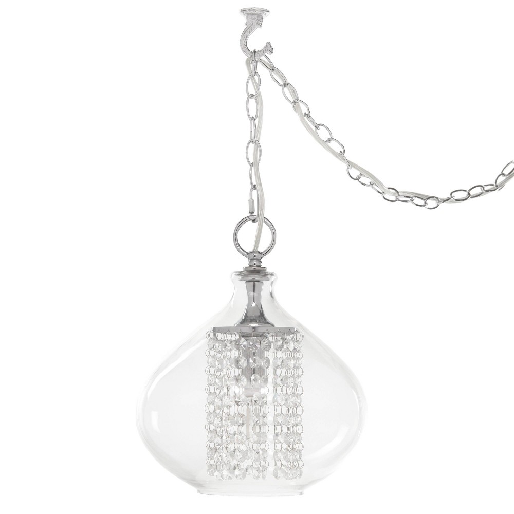 11.75" Faceted Crystal Glass Hanging Pendant - River of Goods: Satin Finish, UL Listed, Adjustable Height