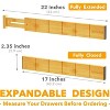 Drawer Dividers, Expandable Bamboo Organizers with Inserts & Labels, Adjustable 17"–22", Set of 10 for Kitchen, Office, Dresser, Natural - 2 of 4